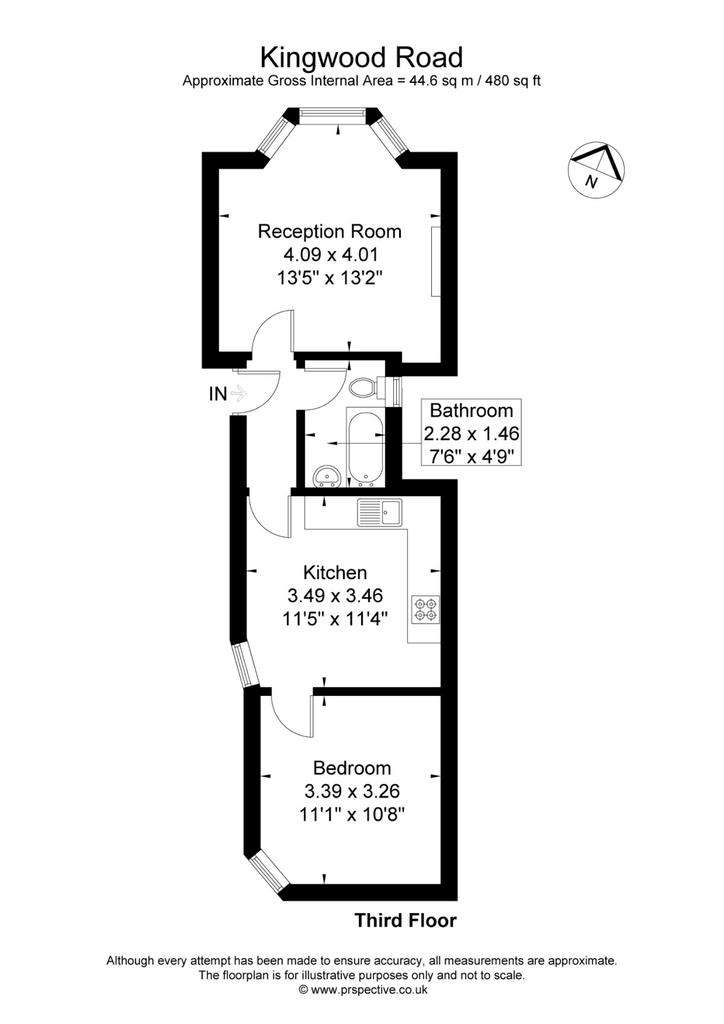 1 bedroom flat to rent - floorplan