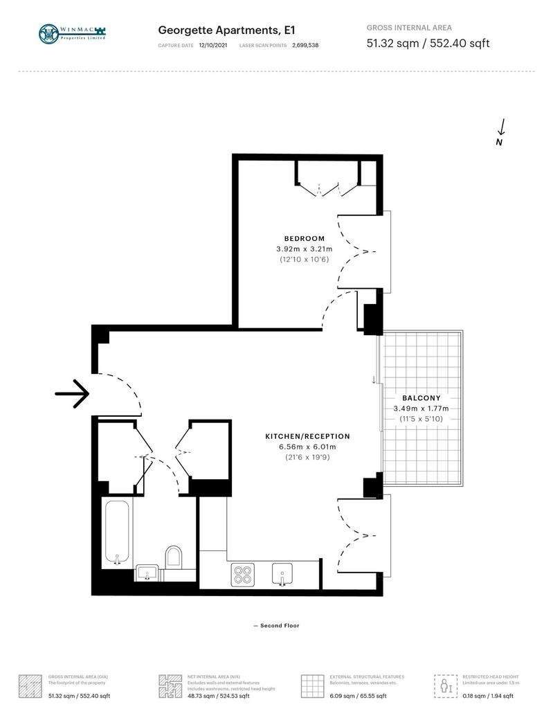 1 bedroom flat to rent - floorplan