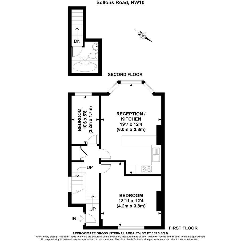 2 bedroom flat to rent - floorplan