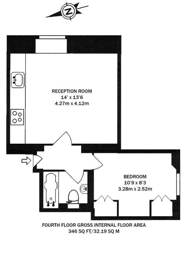 1 bedroom flat to rent - floorplan