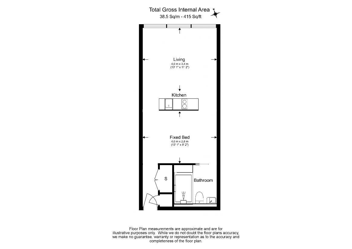 Studio flat for sale - floorplan