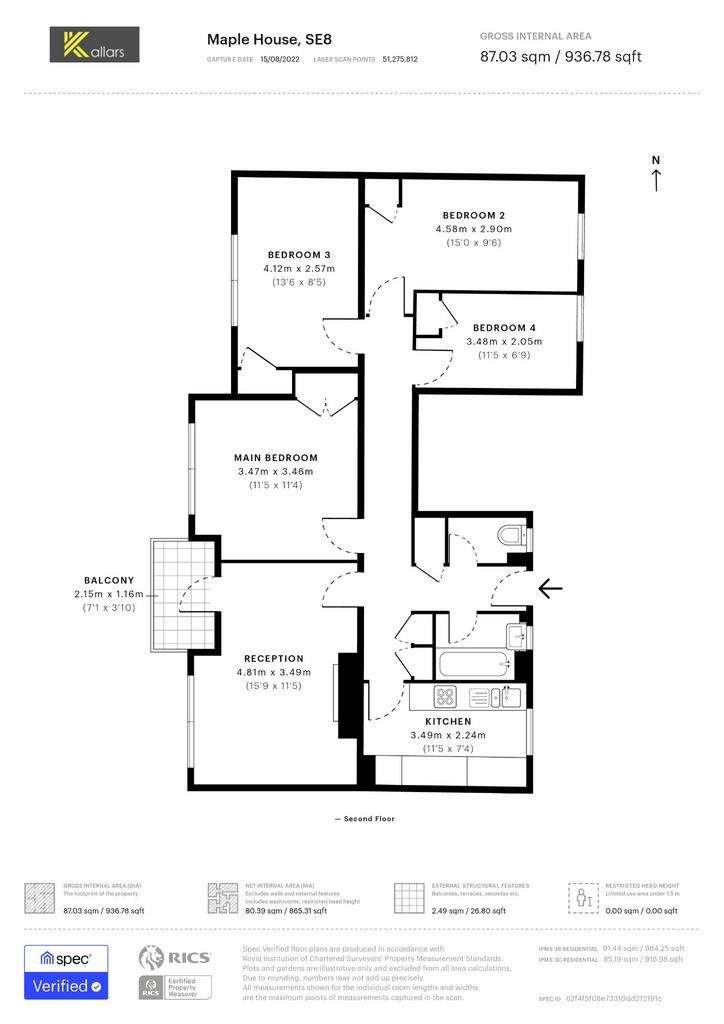 4 bedroom flat to rent - floorplan