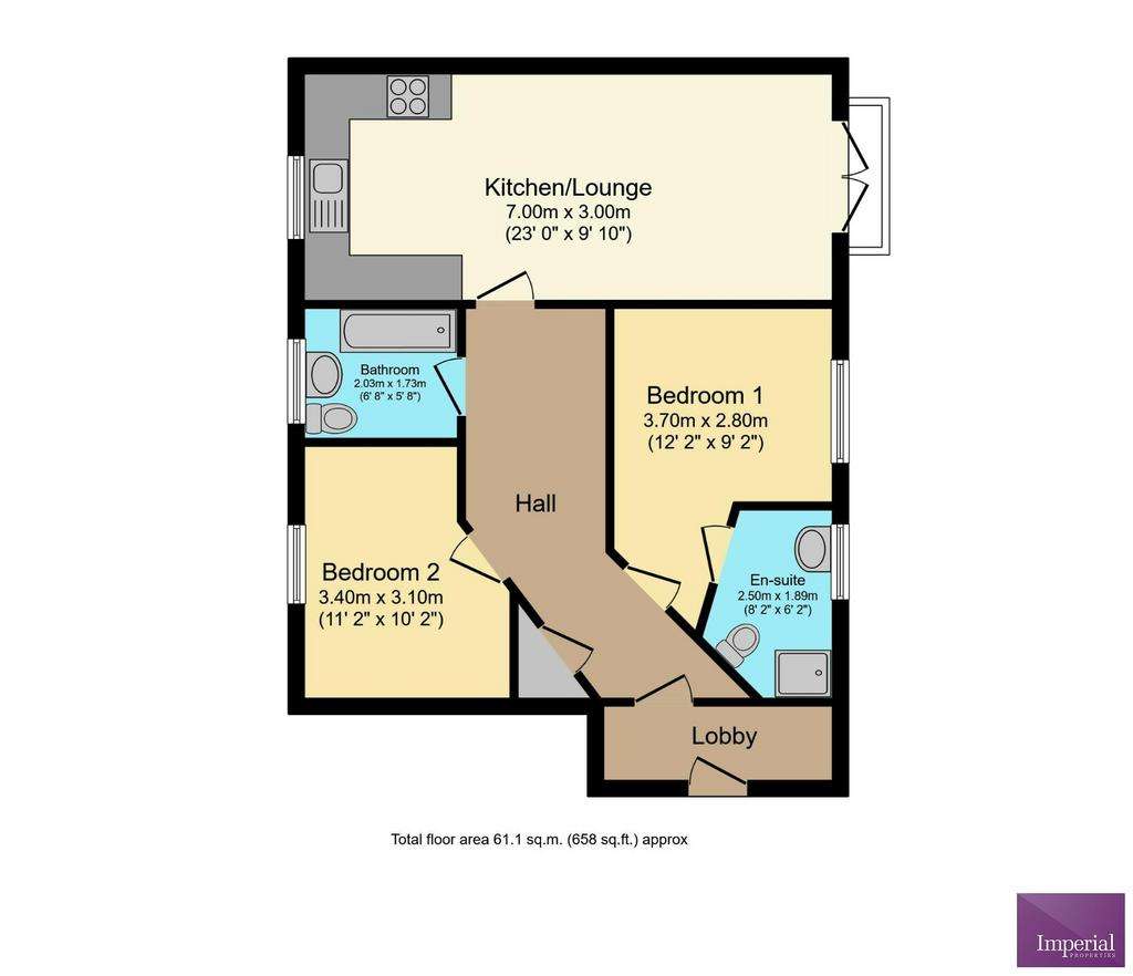 2 bedroom flat to rent - floorplan