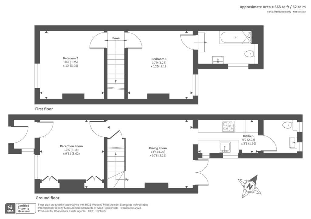 2 bedroom terraced house to rent - floorplan