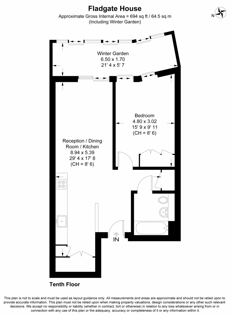 1 bedroom flat to rent - floorplan