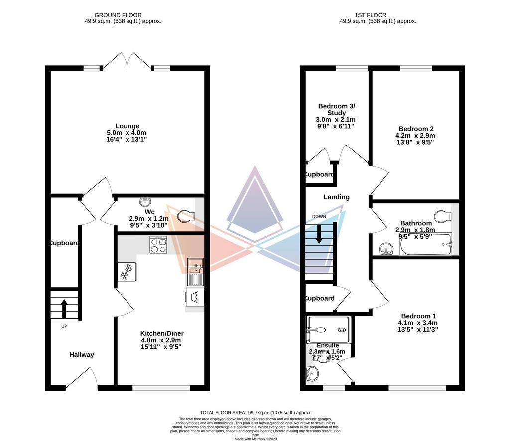 3 bedroom terraced house for sale - floorplan