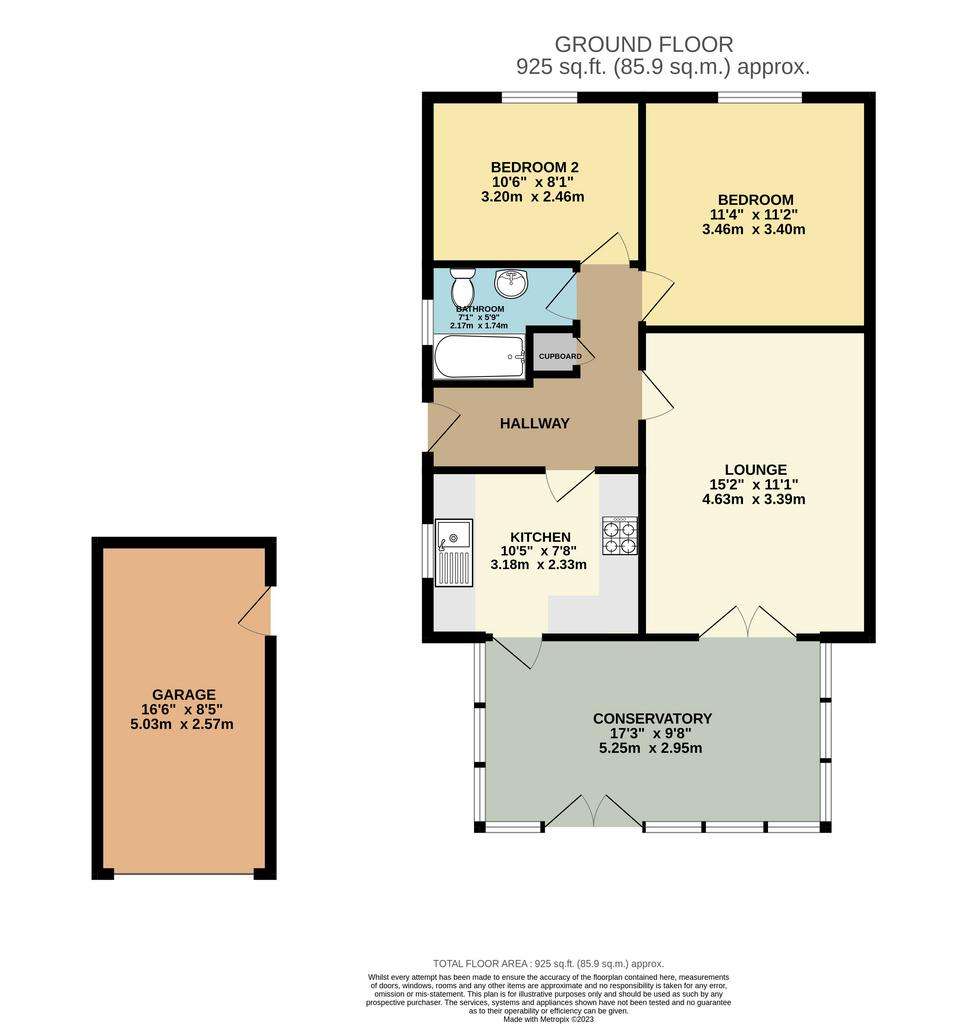 2 bedroom bungalow for sale - floorplan