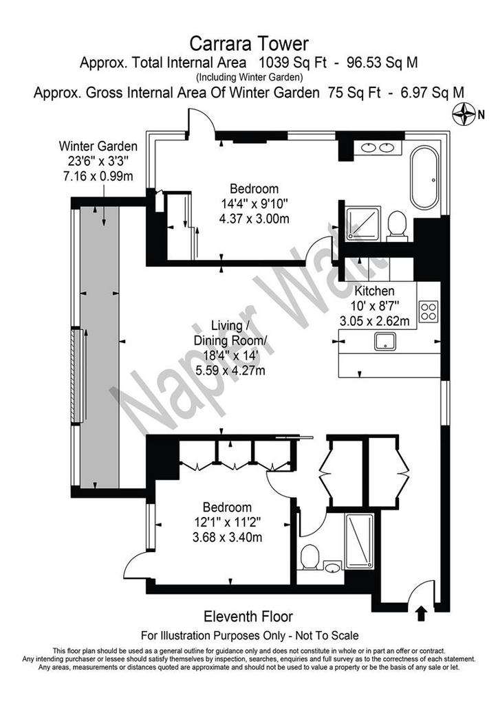 2 bedroom flat to rent - floorplan