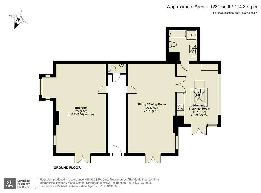 1 bedroom flat for sale - floorplan