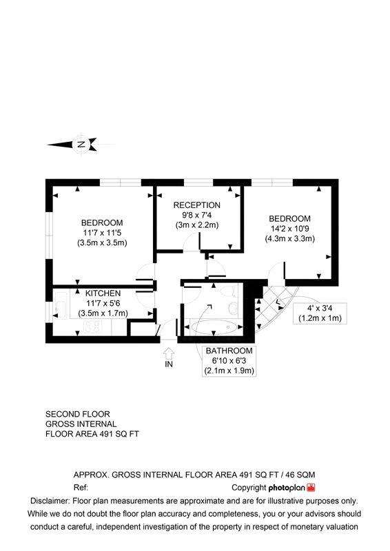 2 bedroom flat to rent - floorplan