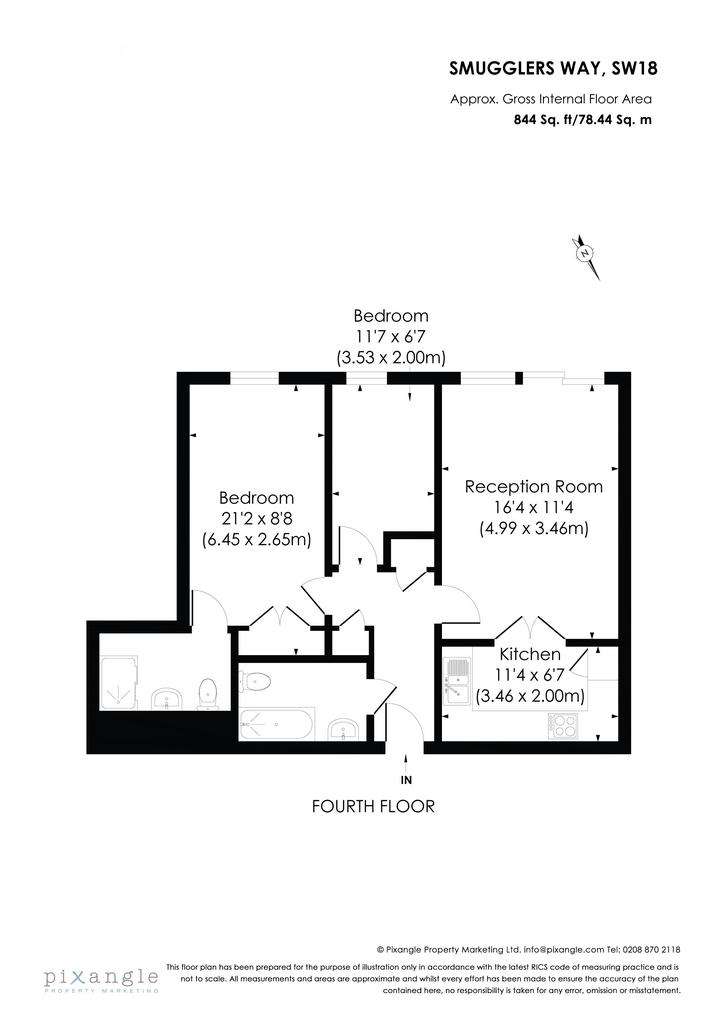 2 bedroom flat to rent - floorplan