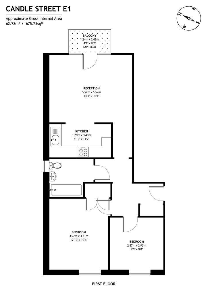 2 bedroom flat to rent - floorplan