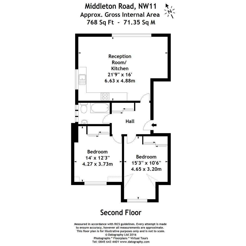 2 bedroom flat to rent - floorplan