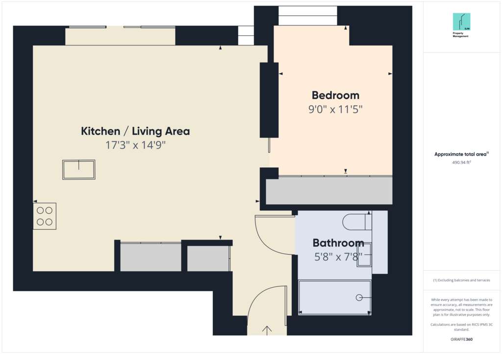 1 bedroom flat to rent - floorplan