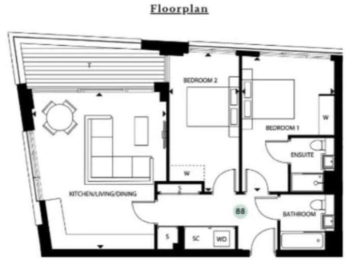 2 bedroom flat to rent - floorplan