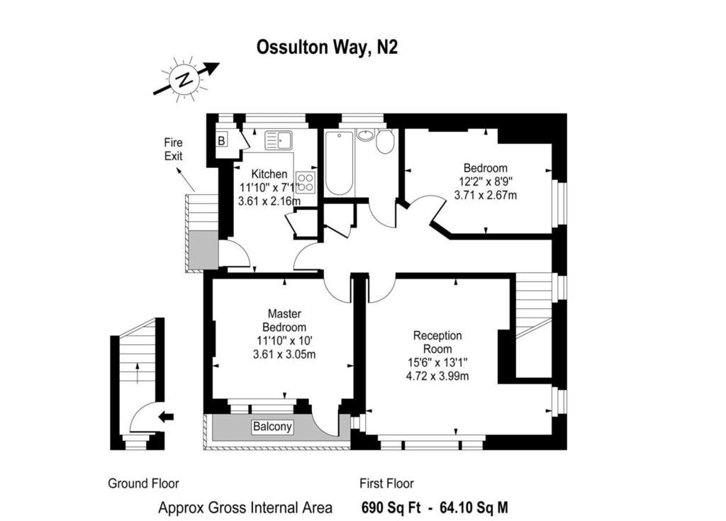 2 bedroom flat to rent - floorplan