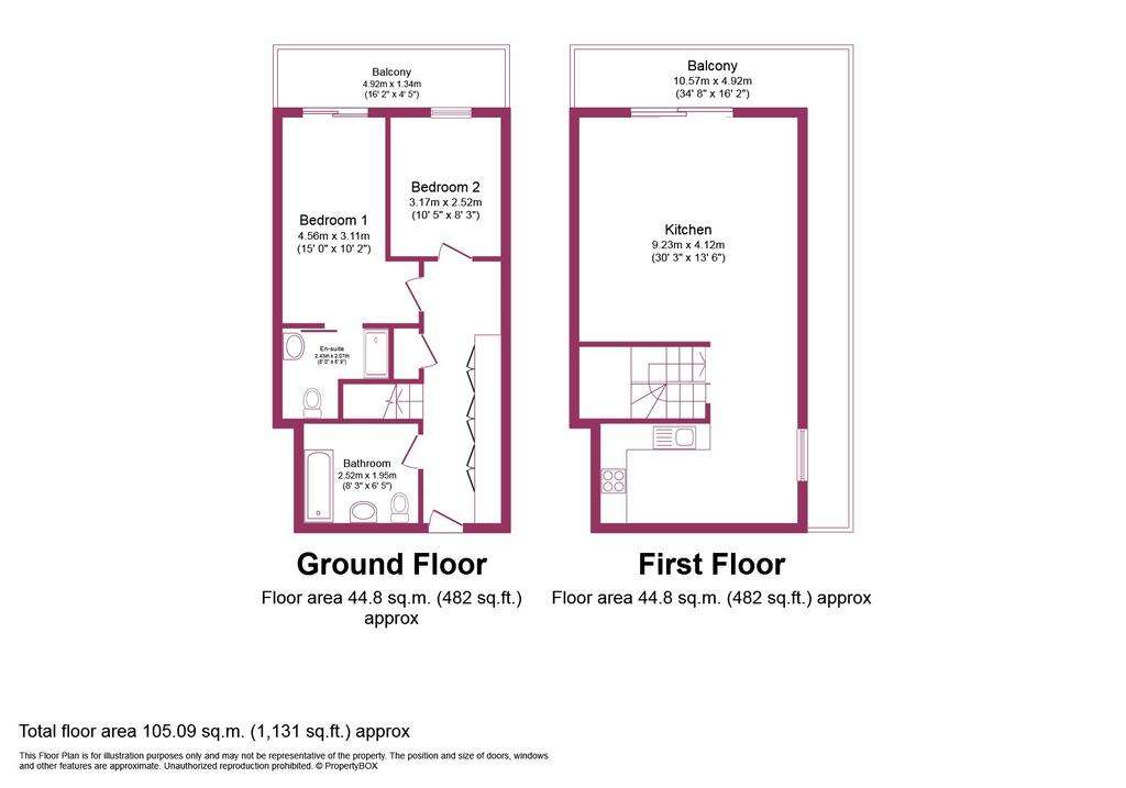 2 bedroom flat to rent - floorplan