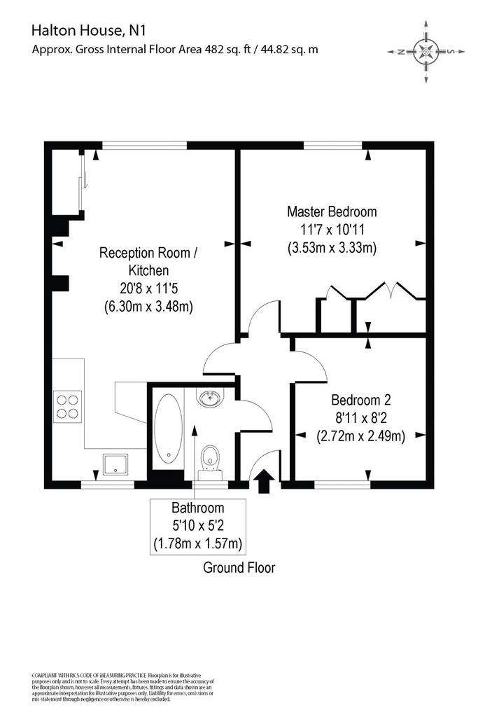 2 bedroom flat to rent - floorplan