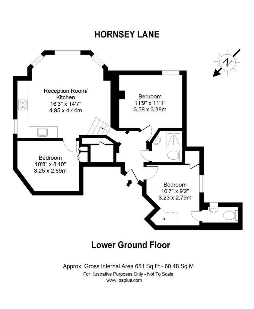 3 bedroom flat to rent - floorplan