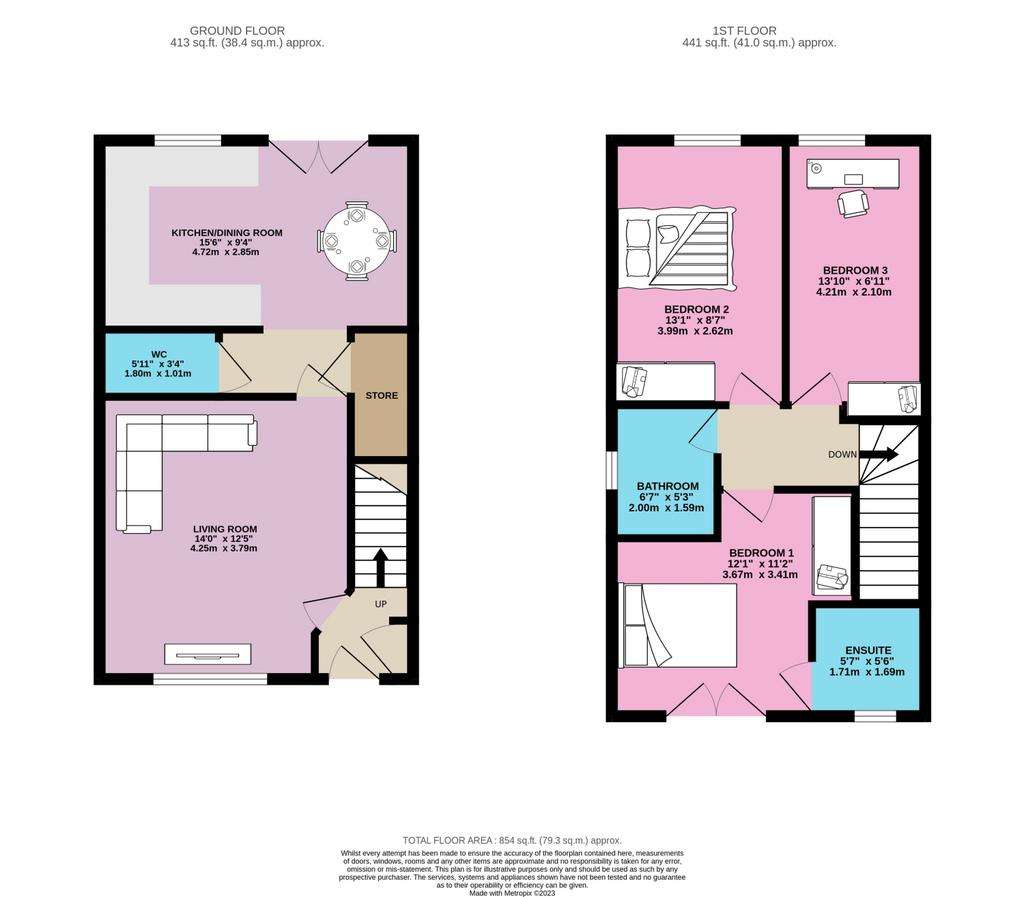 3 bedroom semi-detached house for sale - floorplan