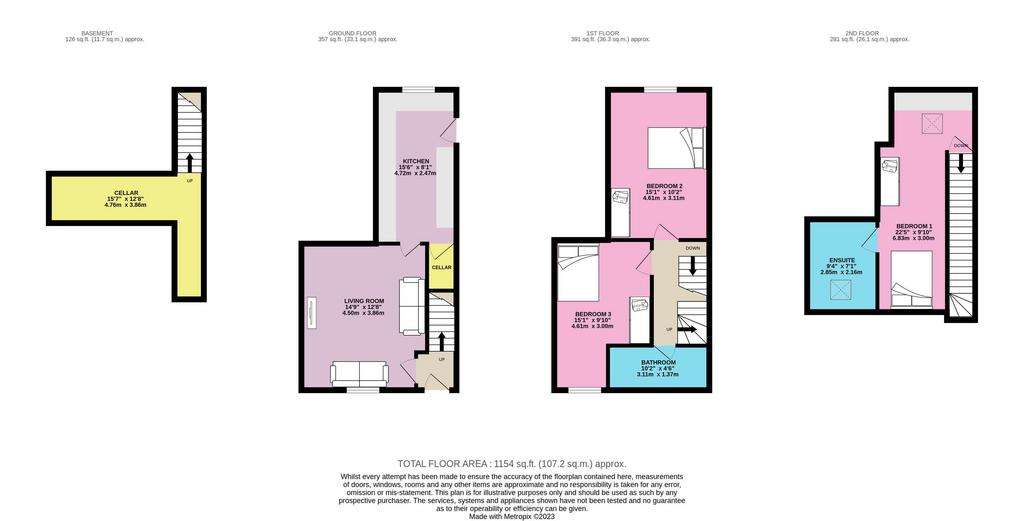 3 bedroom terraced house for sale - floorplan