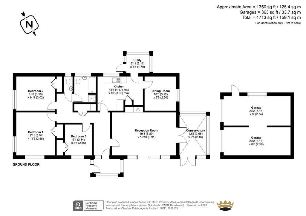 3 bedroom bungalow for sale - floorplan