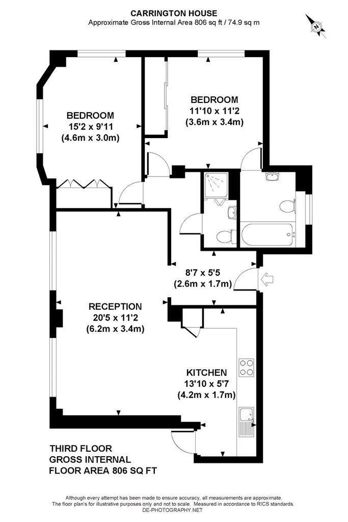 2 bedroom flat to rent - floorplan