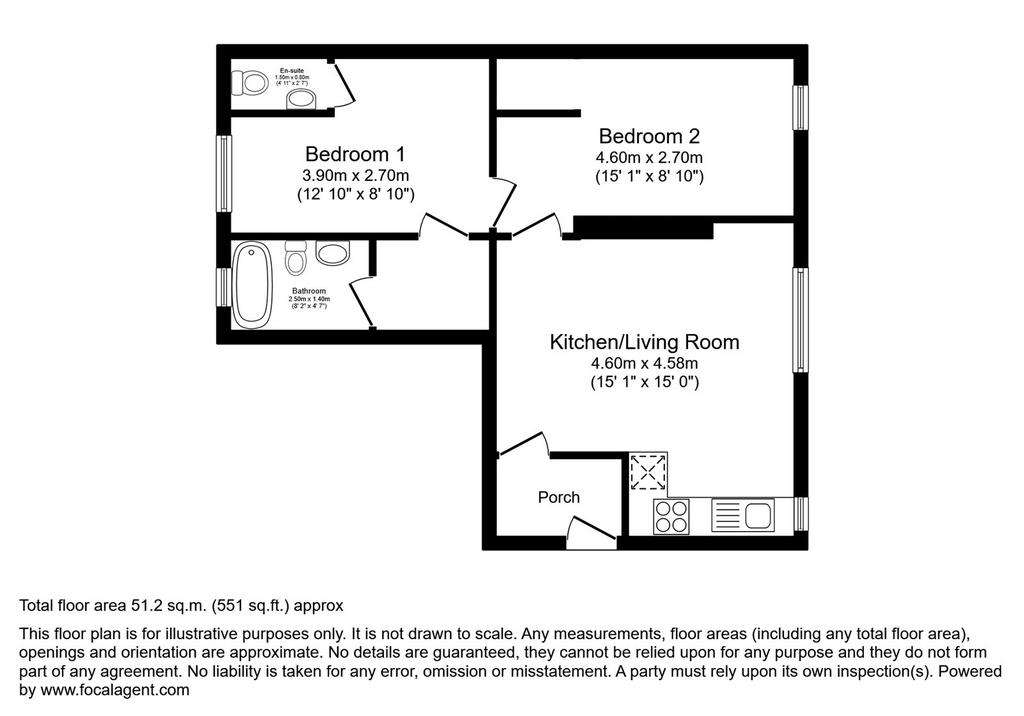 2 bedroom flat to rent - floorplan