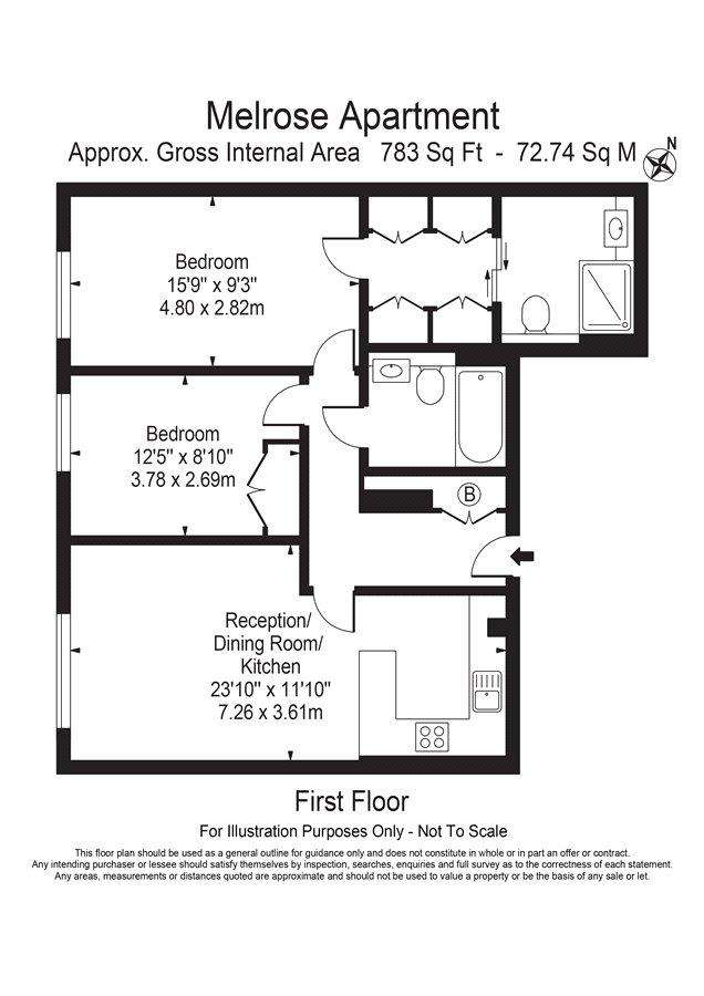 2 bedroom flat to rent - floorplan