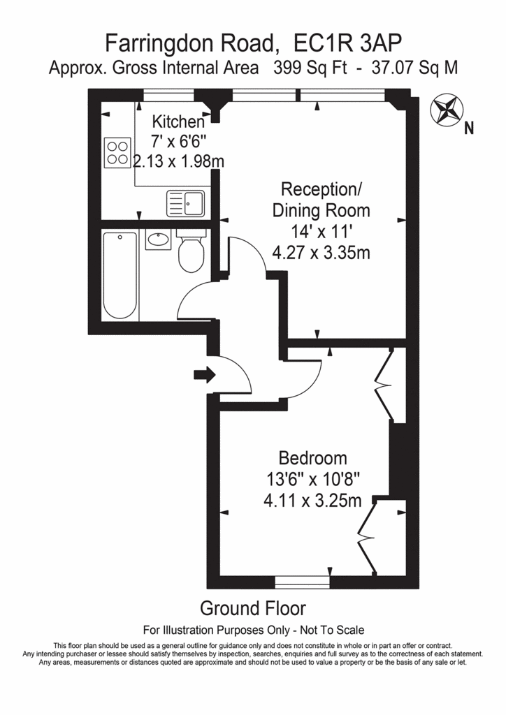 1 bedroom flat to rent - floorplan