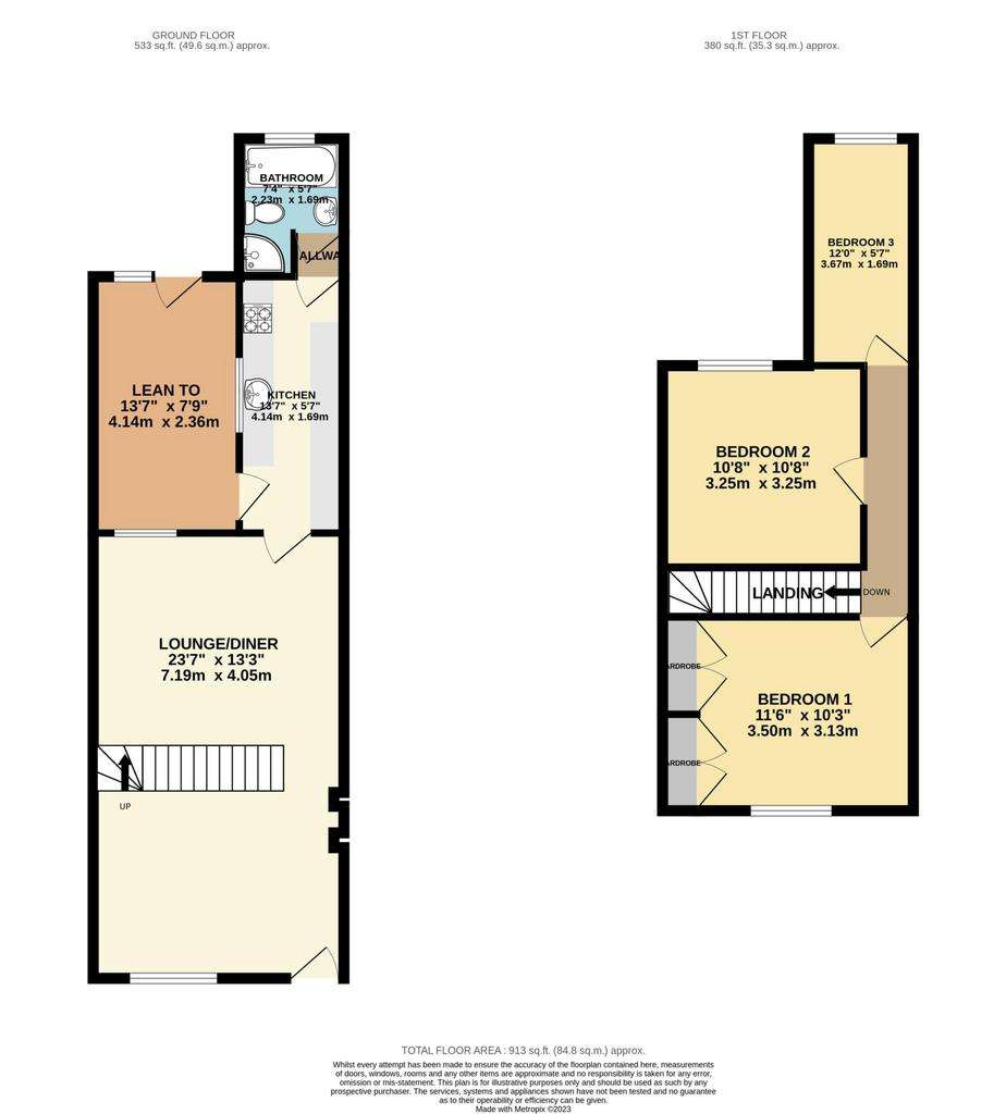 3 bedroom terraced house to rent - floorplan