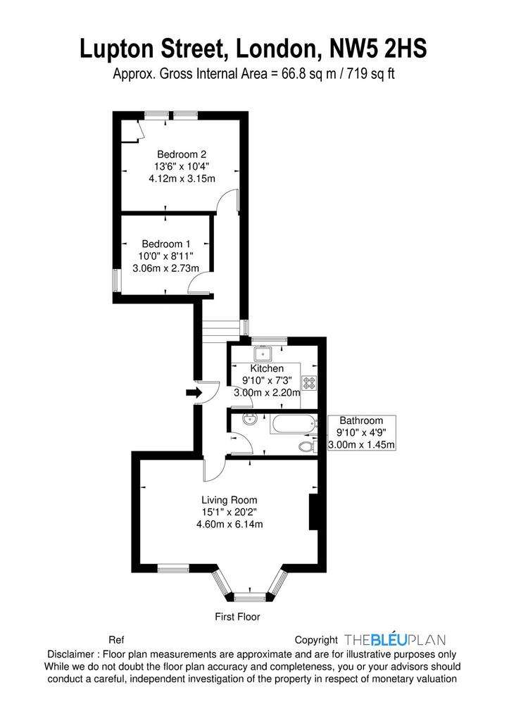 2 bedroom flat to rent - floorplan