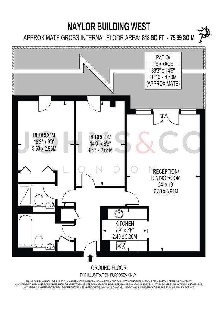 2 bedroom flat to rent - floorplan