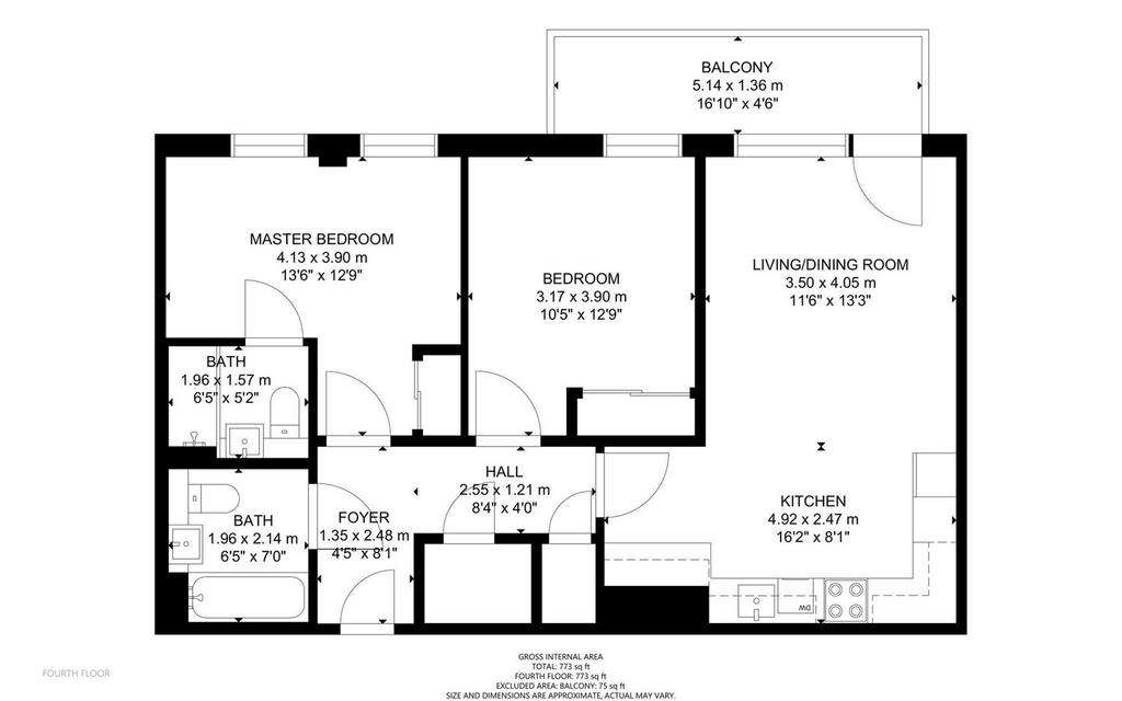 2 bedroom flat to rent - floorplan