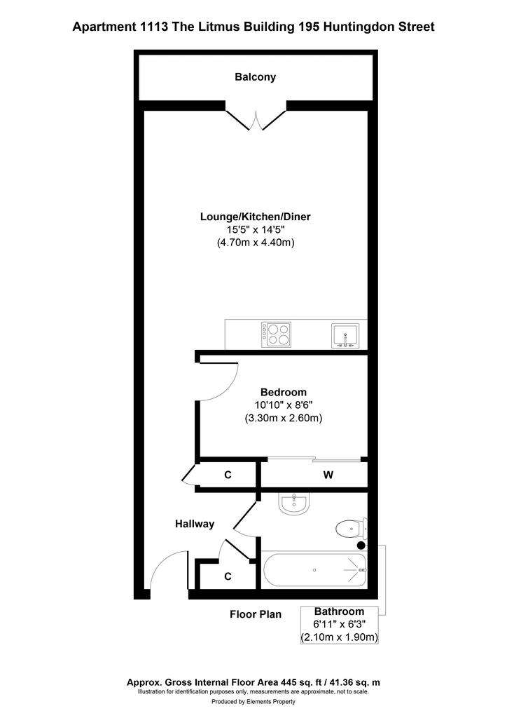 1 bedroom flat to rent - floorplan