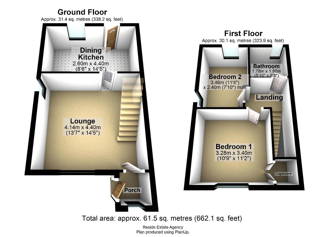 2 bedroom terraced house for sale - floorplan