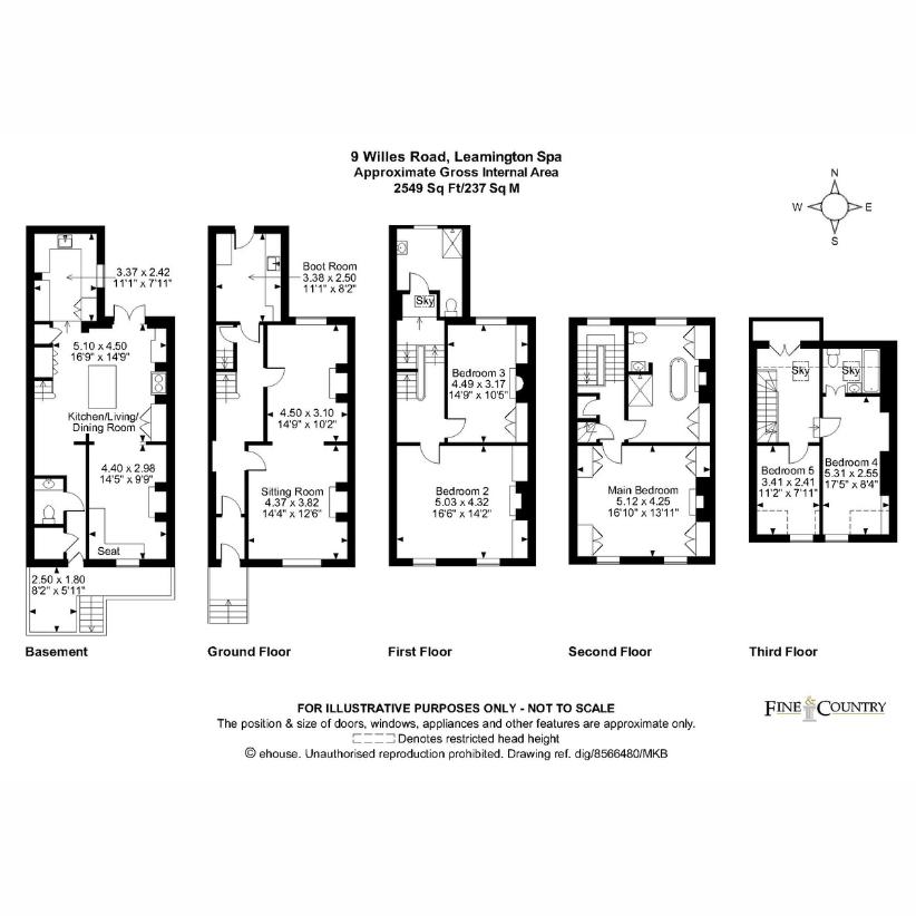 5 bedroom town house for sale - floorplan