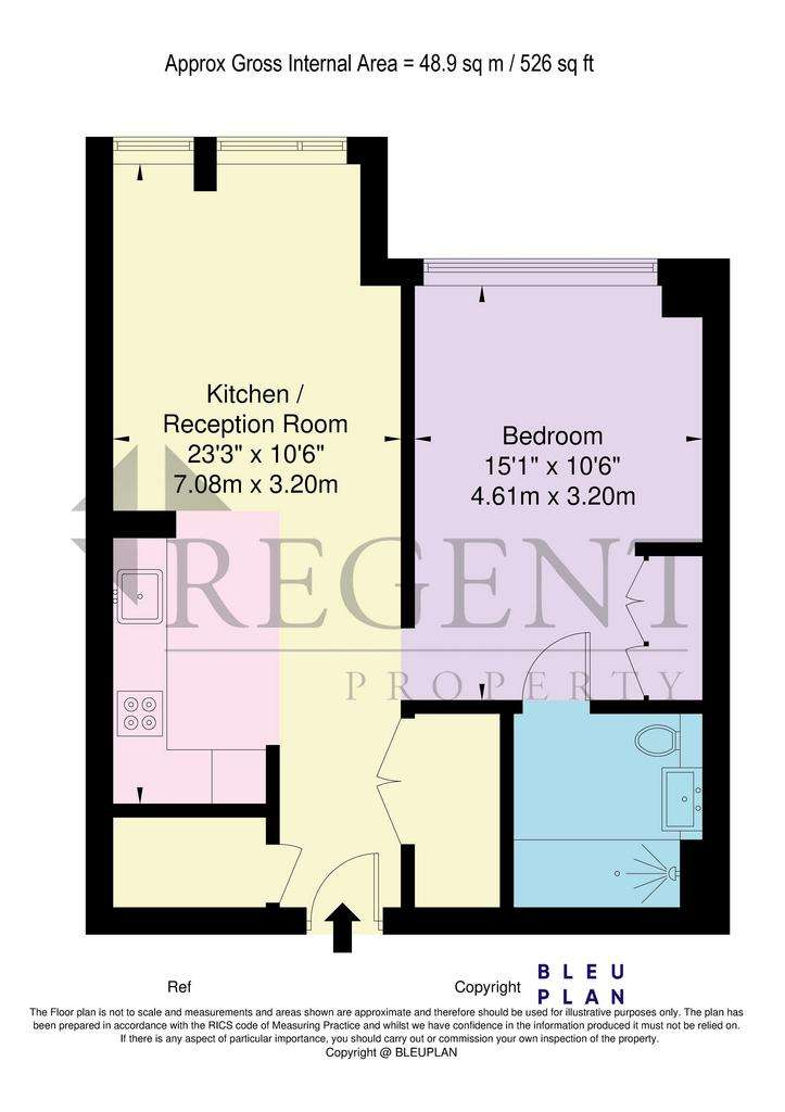 Studio flat to rent - floorplan