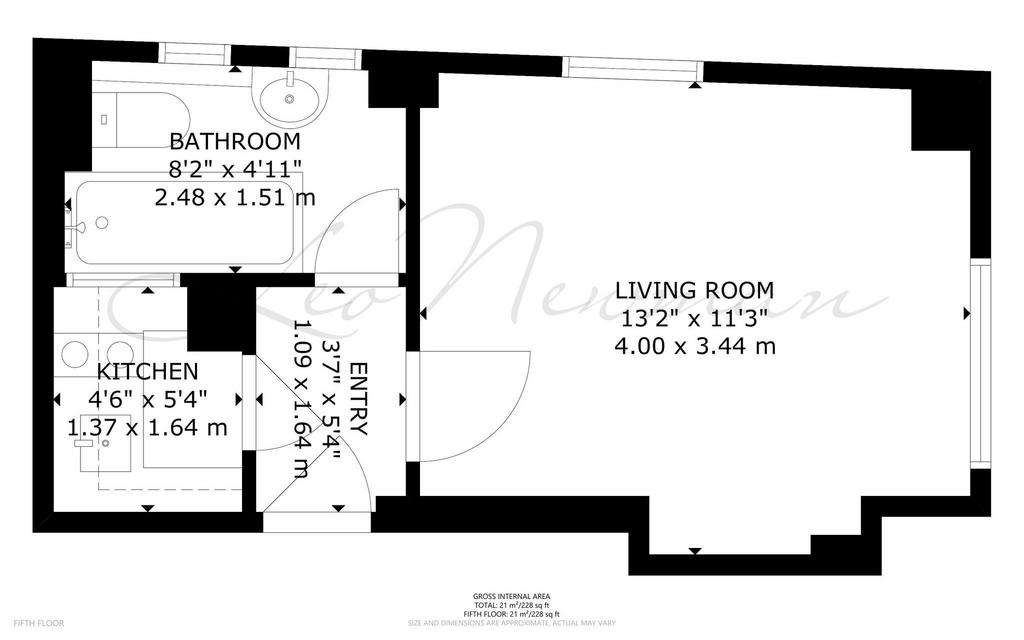 Studio flat to rent - floorplan