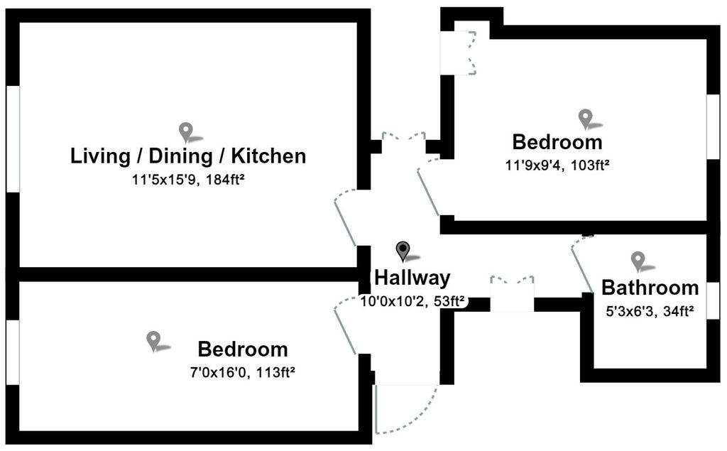 2 bedroom flat to rent - floorplan