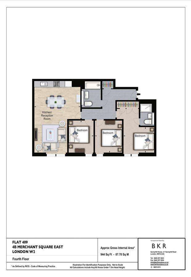 3 bedroom flat to rent - floorplan