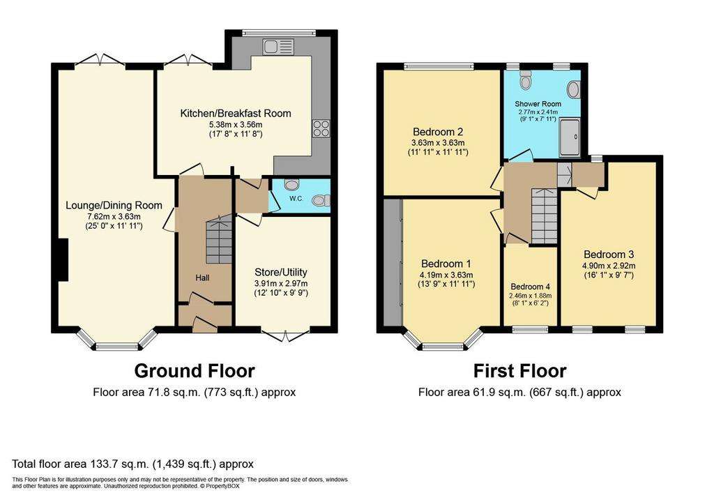 4 bedroom semi-detached house for sale - floorplan