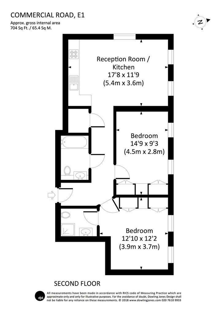 2 bedroom flat to rent - floorplan