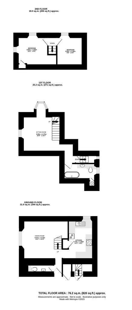 2 bedroom end of terrace house for sale - floorplan