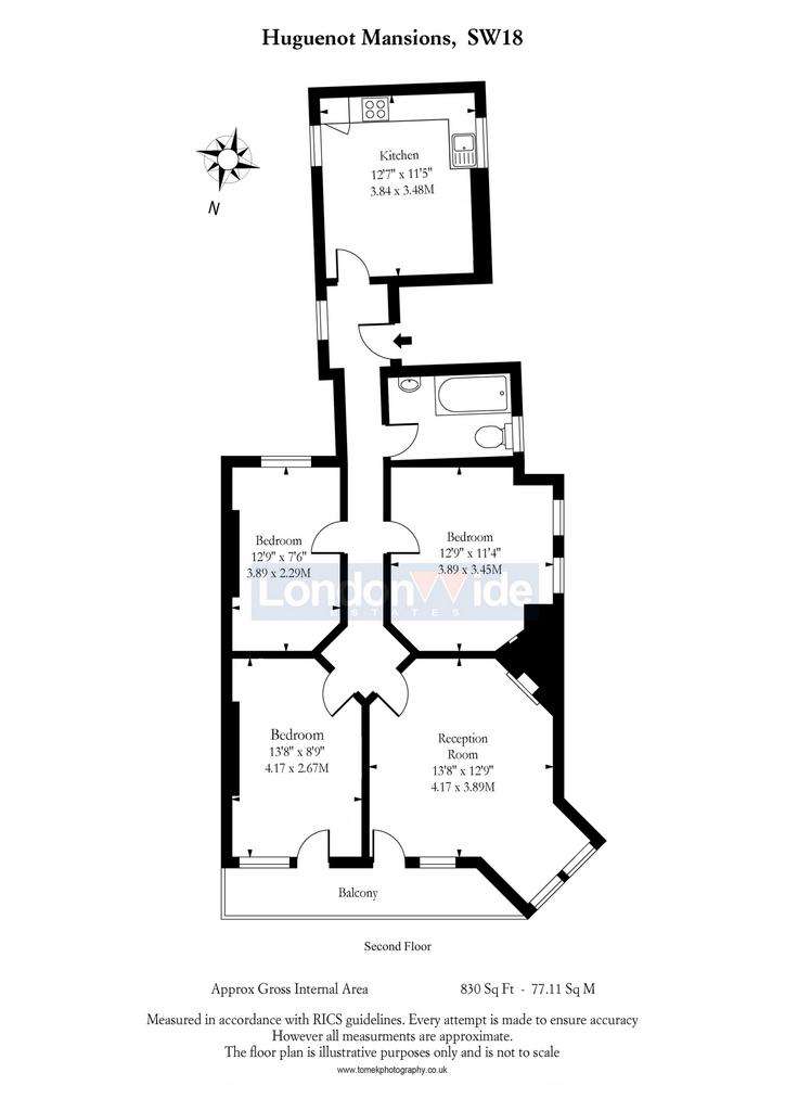 3 bedroom flat to rent - floorplan