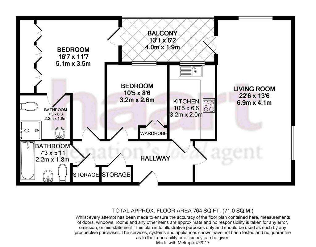 2 bedroom flat to rent - floorplan