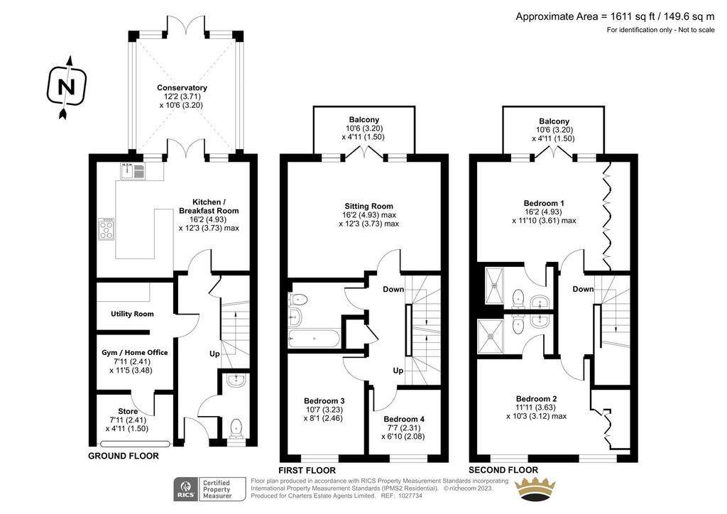 4 bedroom terraced house for sale - floorplan