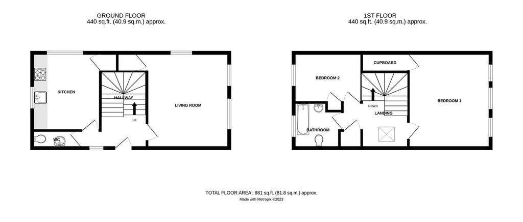 2 bedroom cottage for sale - floorplan