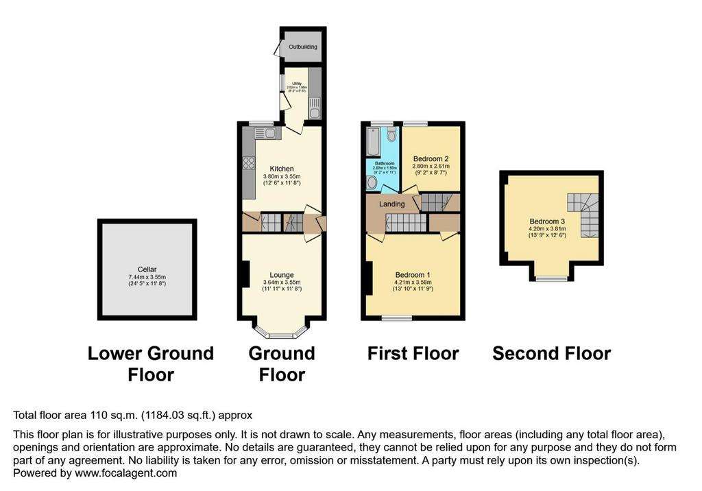 3 bedroom terraced house for sale - floorplan