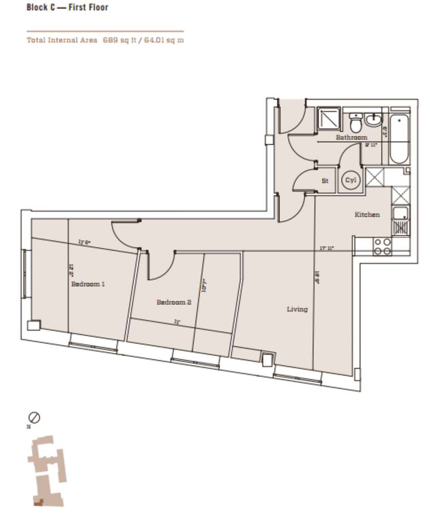 2 bedroom flat to rent - floorplan